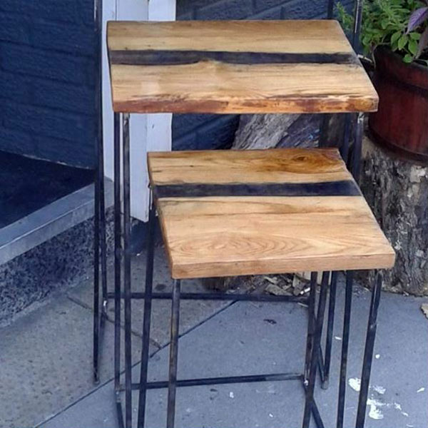 Oak/Resin Nesting Tables with cobalt resin. Big Pappa Madsen slaying the execution of this vision yet again!!!!